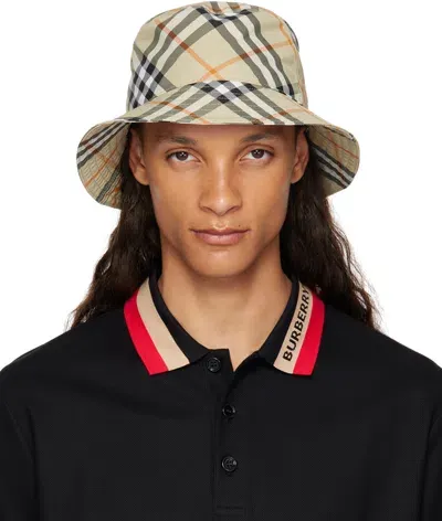 Burberry Green Check Bucket Hat In Light Sage Ip Check