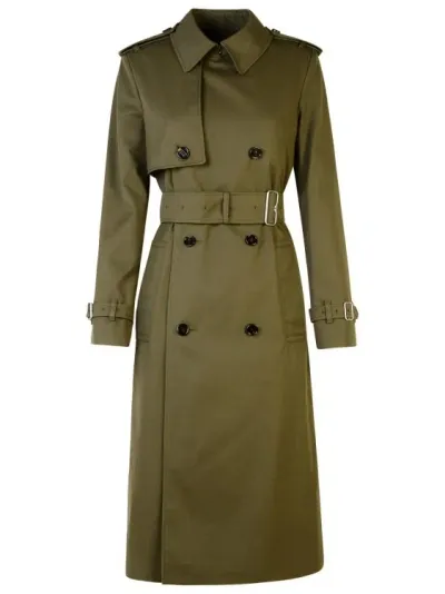 Burberry Green Cotton Blend Trench Coat