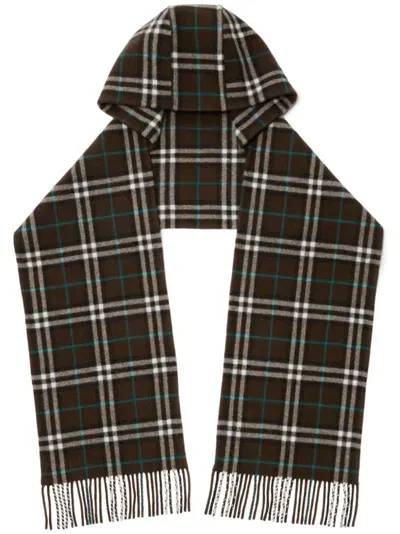 Burberry Hooded Cashmere Scarf In Brown