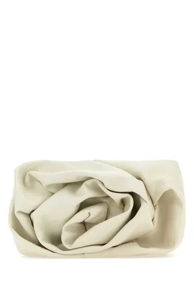 Burberry Rose Beige Leather Clutch Bag In White