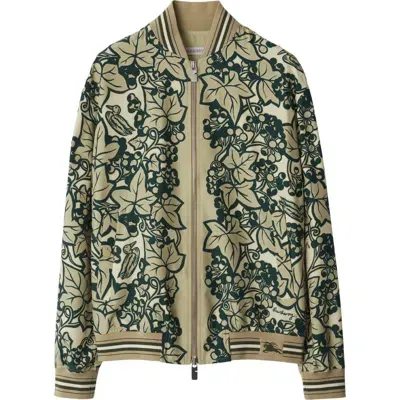 Burberry Ivy Silk Bomber Jacket In Safari