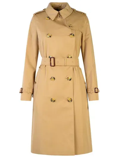 Burberry Kensington' Beige Cotton Trench Coat In Brown