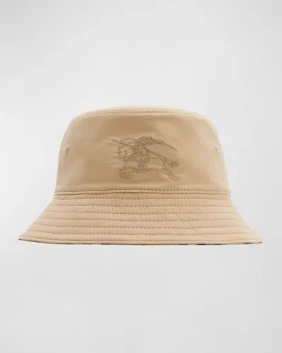 Burberry Kid's Check-lined Reversible Bucket Hat In Sand Check