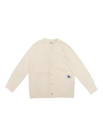 Burberry Kids' Check Print Wool Cardigan In White