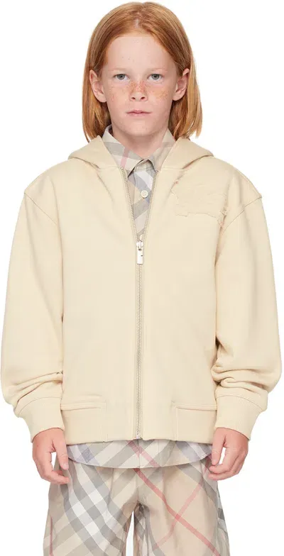 Burberry Kids Beige Ekd Zip Hoodie In Pampas