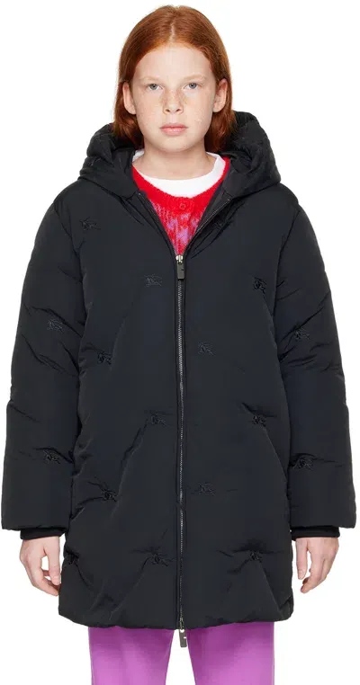 Burberry Kids Black Embroidered Logo Down Jacket