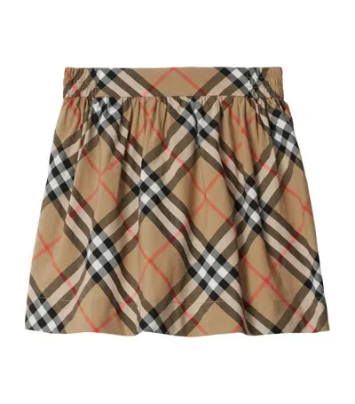 Burberry Kids' Check Cotton Skirt In Brown