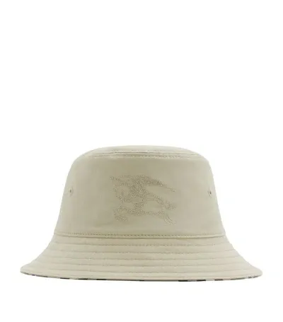 Burberry Kids Cotton Reversible Check Bucket Hat In Lichen