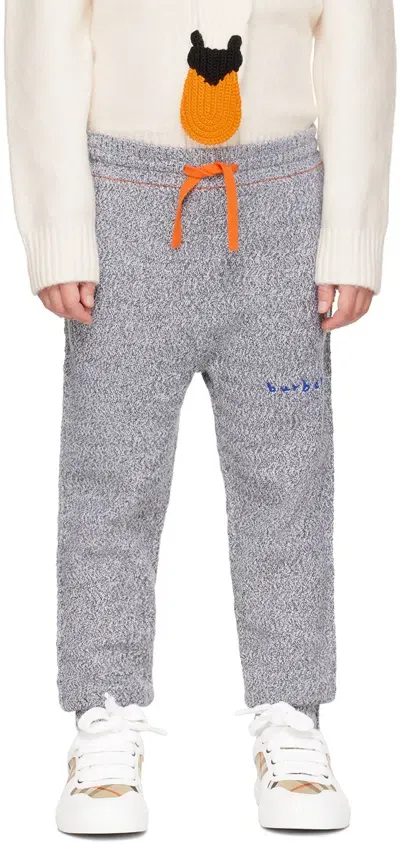 Burberry Kids Gray Wool & Cotton Sweatpants In Grey Melange