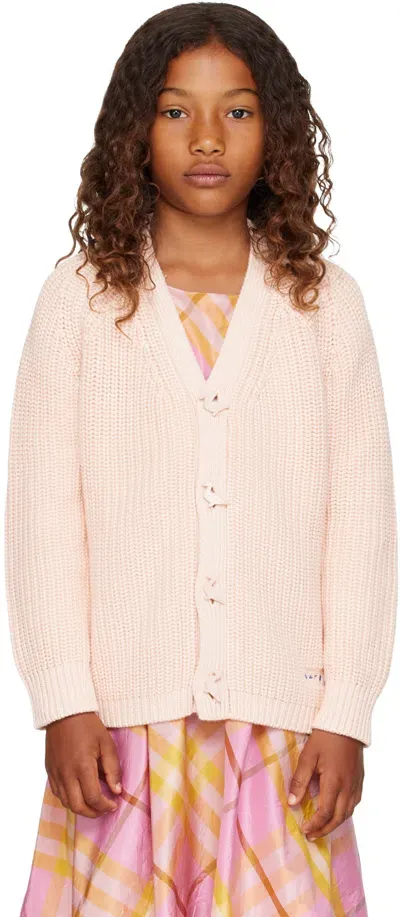 Burberry Kids Pink Cotton Cardigan In Pale Cameo