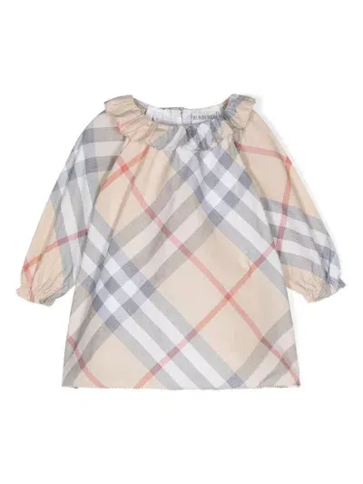 Burberry Kids Set Con Abito A Quadri In Neutral