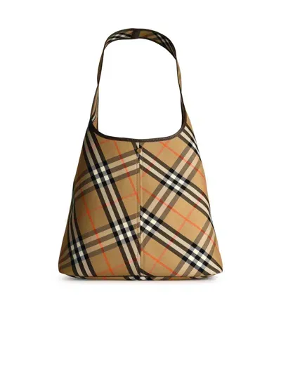 Burberry Check Large Shoulder Bag In Brown