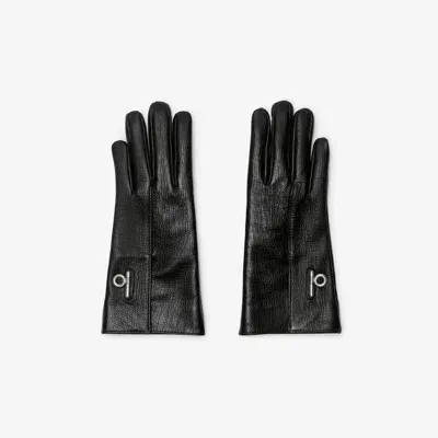 Burberry Leather Gloves In Black