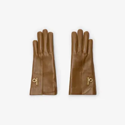 Burberry Leather Gloves In Hazel