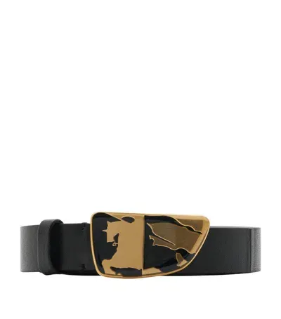 Burberry Shield Leather Belt In Black