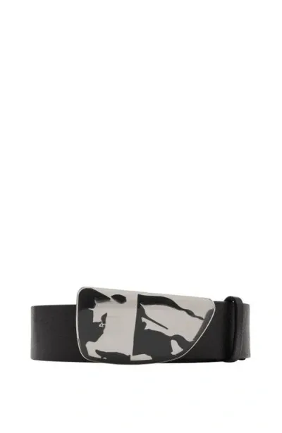 Burberry Leather Shield Ekd Belt In Black