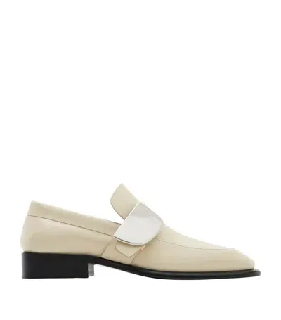 Burberry Shield Leather Loafers In Neutrals