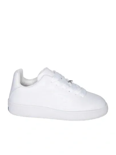 Burberry Logo Embossed Lace-up Sneakers In White