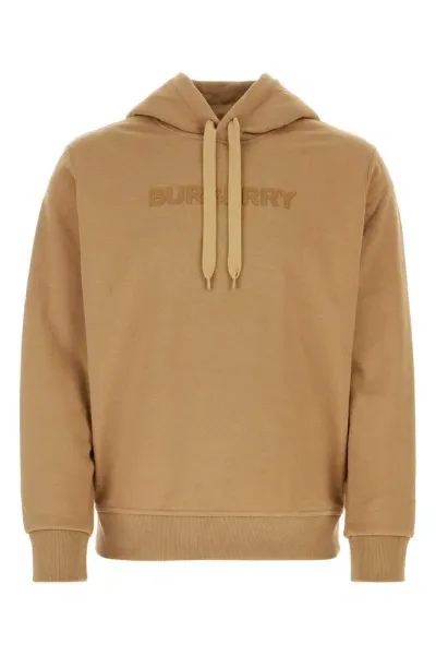 Burberry Logo Detailed Drawstring Hoodie In Brown