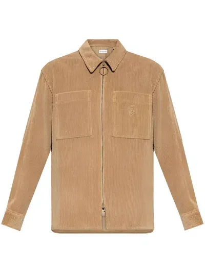 Burberry Logo-embroidered Corduroy Shirt Jacket In Teddy