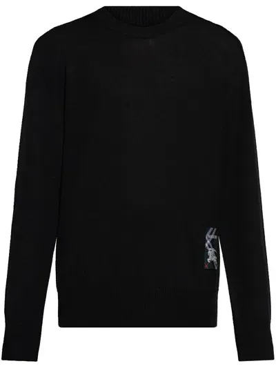 Burberry Logo-patch Knitted Jumper In Black