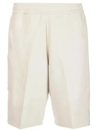 Burberry Logo Print Drawstring Shorts In Ivory