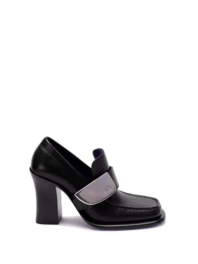 Burberry `london Shield` Heeled Loafers In Black