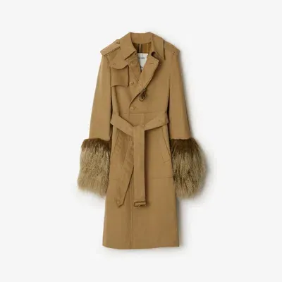 Burberry Long Cotton Nylon Trench Coat In Mountain