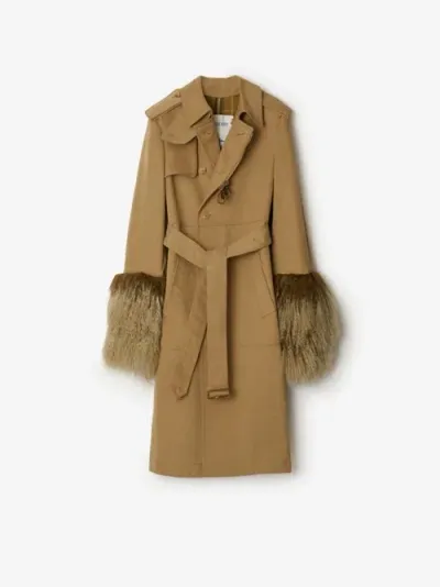 Burberry Long Cotton Nylon Trench Coat In Mountain