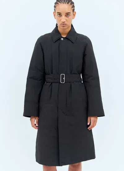 Burberry Long Nylon Cotton Padded Car Coat In Black