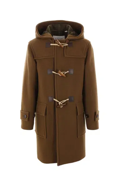 Burberry Long Sleeved Hooded Coat In Brown