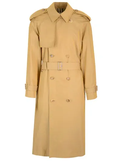 Burberry Iridescent Cotton-gabardine Trench Coat In Brown