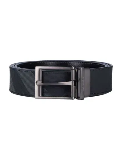 Burberry Mb Louis Reversible Belt In Charcoal/graphite