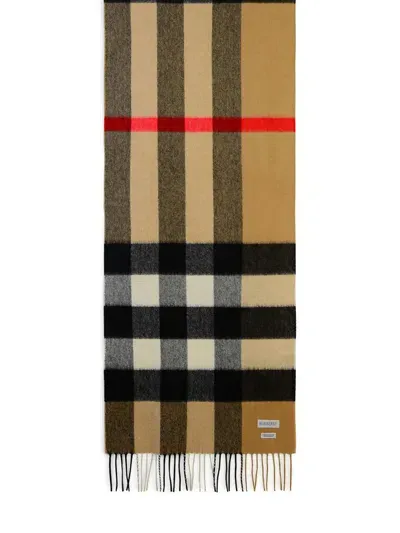 Burberry 'mega Check' Beige Cashmere Scarf