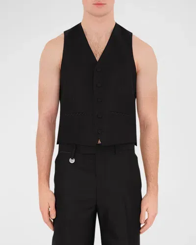 Burberry Wool Silk Waistcoat In Black