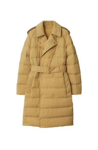 Burberry Mid-length Nylon Puffer Coat In Flax/sand