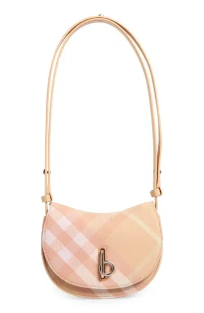 Burberry Mini Rocking Horse Checkered Shoulder Bag In Peach