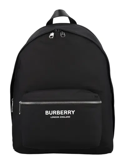 Burberry Logo Printed Zipped Backpack In Black