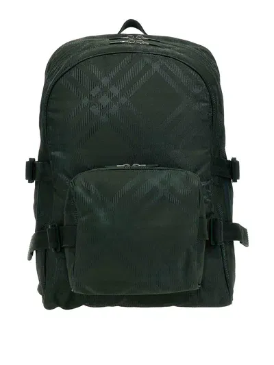 Burberry Check Backpack In Green