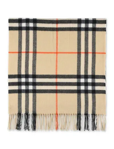 Burberry Mu Washed Giant Check Scarf In Beige