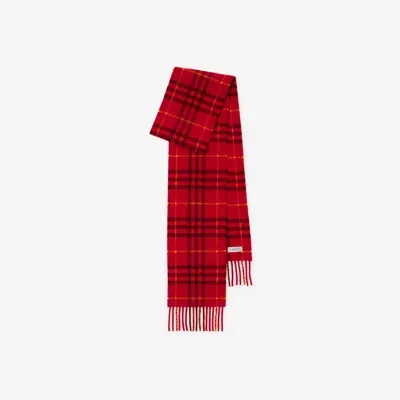 Burberry Narrow Check Cashmere Scarf In Red