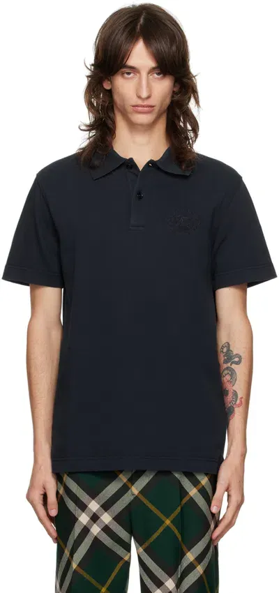 Burberry Navy Ekd Polo In Storm