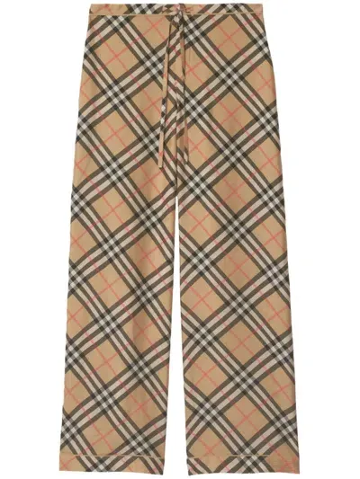 Burberry Nova Check Silk Pyjama Trousers In Sand