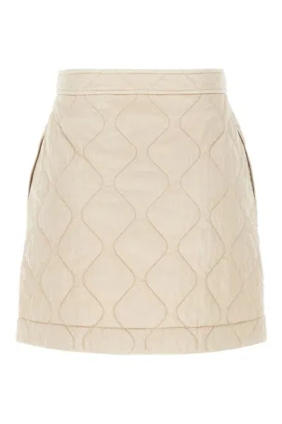 Burberry Sand Nylon Mini Skirt In White