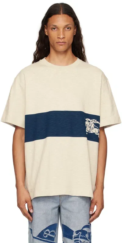 Burberry Off-white Ekd Stripe T-shirt In Plaster