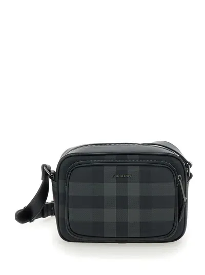 Burberry Check Shoulder Bag In Charcoal