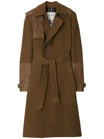 Burberry Panelled Trench Coat In Brown