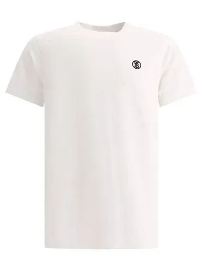 Burberry Organic Cotton T-shirt With Embroidered Monogram In White