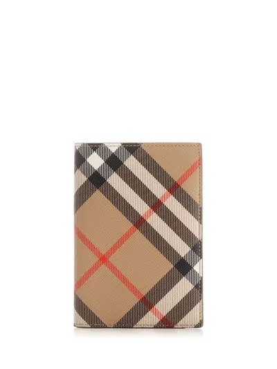 Burberry Check Passport Holder In Neutrals