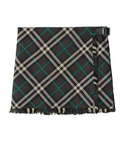 Burberry Check-pattern Mini Skirt In Green